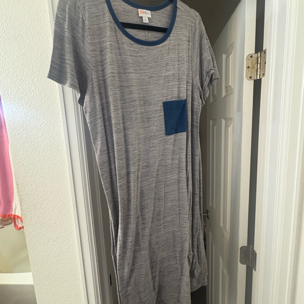 LuLaRoe Gray and Blue High Low Dress